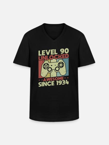 Level 90 Unlocked - Men's V-Neck T-Shirt - black