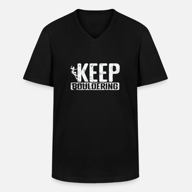 Keep Bouldering - Männer-T-Shirt mit V-Ausschnitt - Schwarz