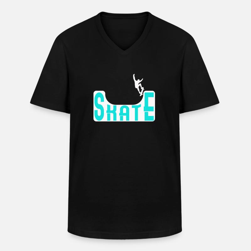 Skate Halfpipe Skateboard - Männer-T-Shirt mit V-Ausschnitt - Schwarz