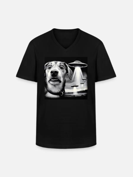 Chokerede hunde og UFO'er - Sci-Fi Surprise Design - Klassisk herre T-shirt med V-udskæring - sort
