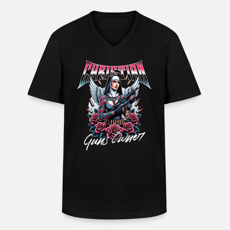 Leidenschaftlicher Gläubiger Waffen Christ - Männer-T-Shirt mit V-Ausschnitt - Schwarz