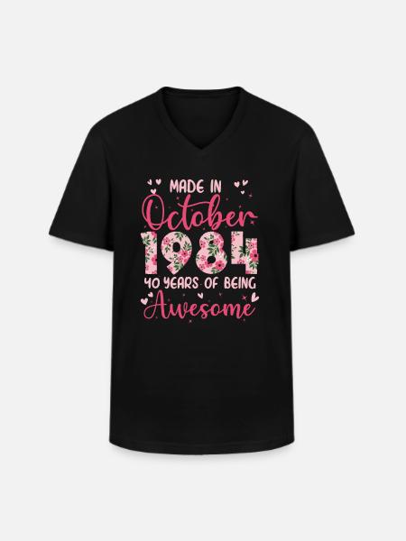 October 1984 Women's 40th Anniversary - Men's V-Neck T-Shirt - black