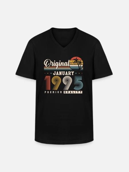Alkuperäinen tammikuu 1995 Vintage Retro syntymäpäivä - Klassinen miesten t-paita v-pääntiellä - musta