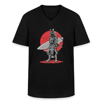surfer samurai - Männer-T-Shirt mit V-Ausschnitt - Schwarz - Vorne - AI Model Male 178 dark (178cm)