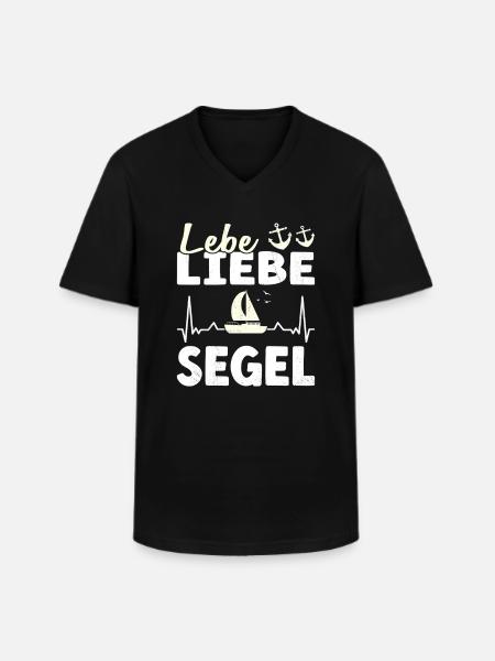 Live Love Sailing Skipper Kaptajn Sejlads & Sejlads - Klassisk herre T-shirt med V-udskæring - sort