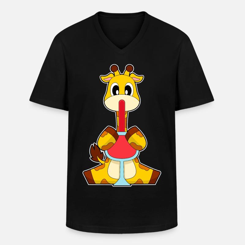 Giraffe Rotwein - Männer-T-Shirt mit V-Ausschnitt - Schwarz