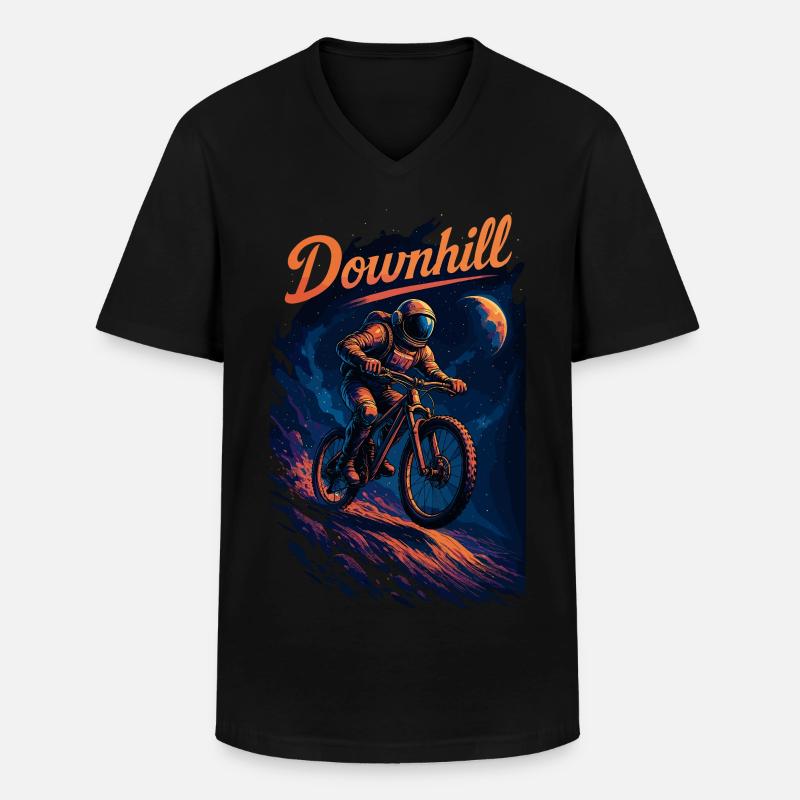 MTB Mountainbiking Downhill Astronaut Geschenk - Männer-T-Shirt mit V-Ausschnitt - Schwarz