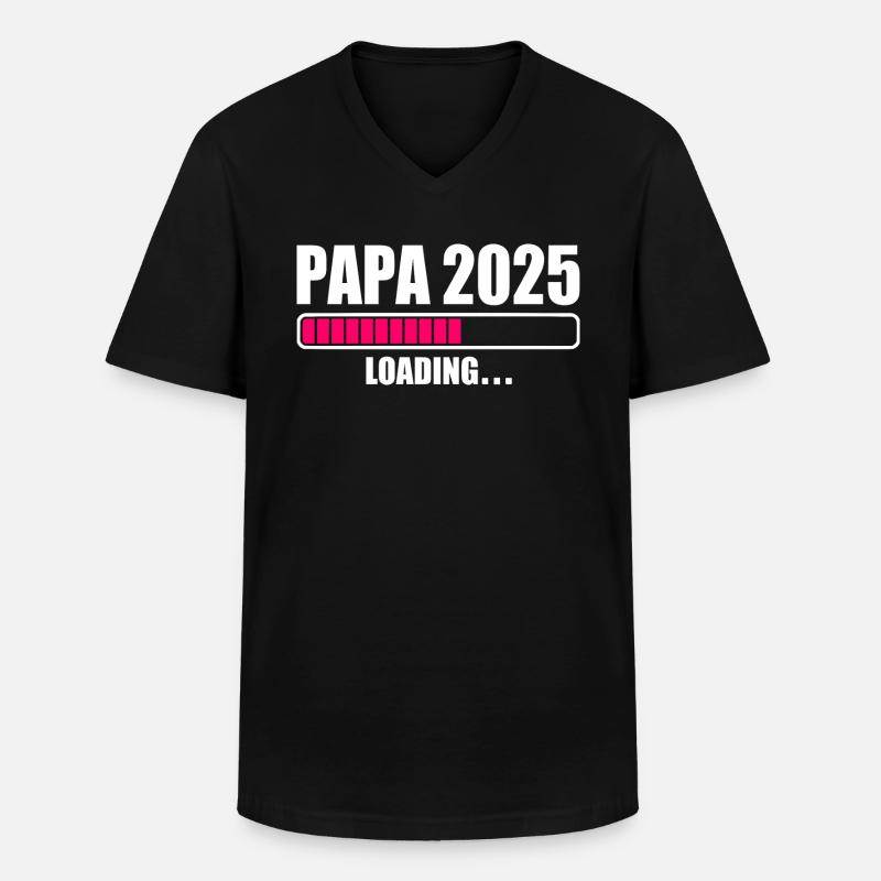 Papa 2025 - Männer-T-Shirt mit V-Ausschnitt - Schwarz