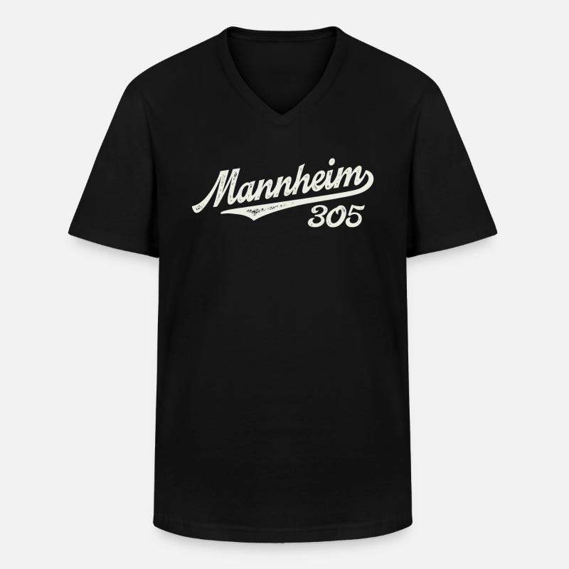 Mannheim 305 - Männer-T-Shirt mit V-Ausschnitt - Schwarz
