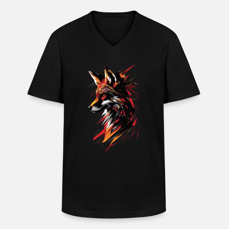 Fuchs - Männer-T-Shirt mit V-Ausschnitt - Schwarz