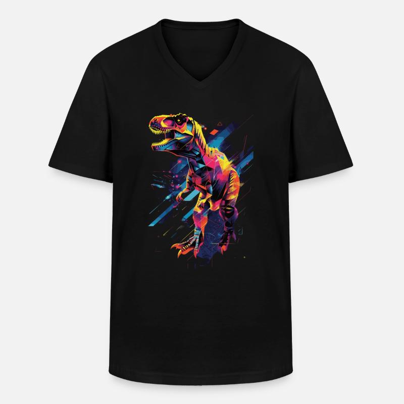 T-Rex - Männer-T-Shirt mit V-Ausschnitt - Schwarz