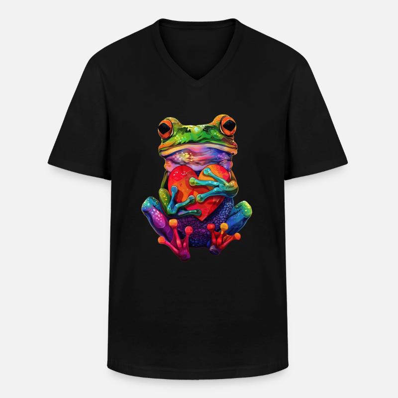 Frosch - Männer-T-Shirt mit V-Ausschnitt - Schwarz
