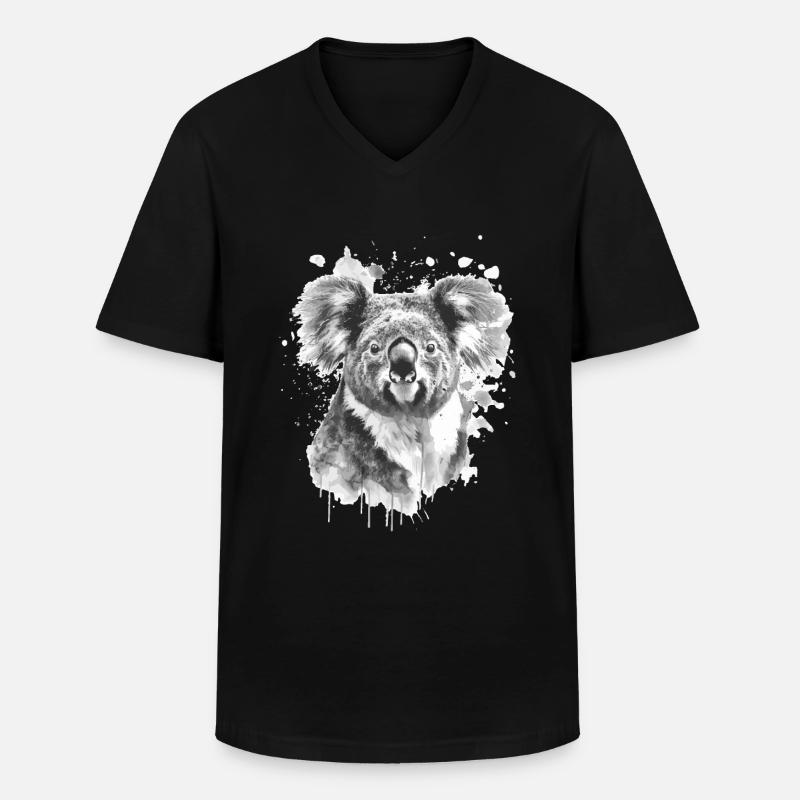 Koala - Männer-T-Shirt mit V-Ausschnitt - Schwarz