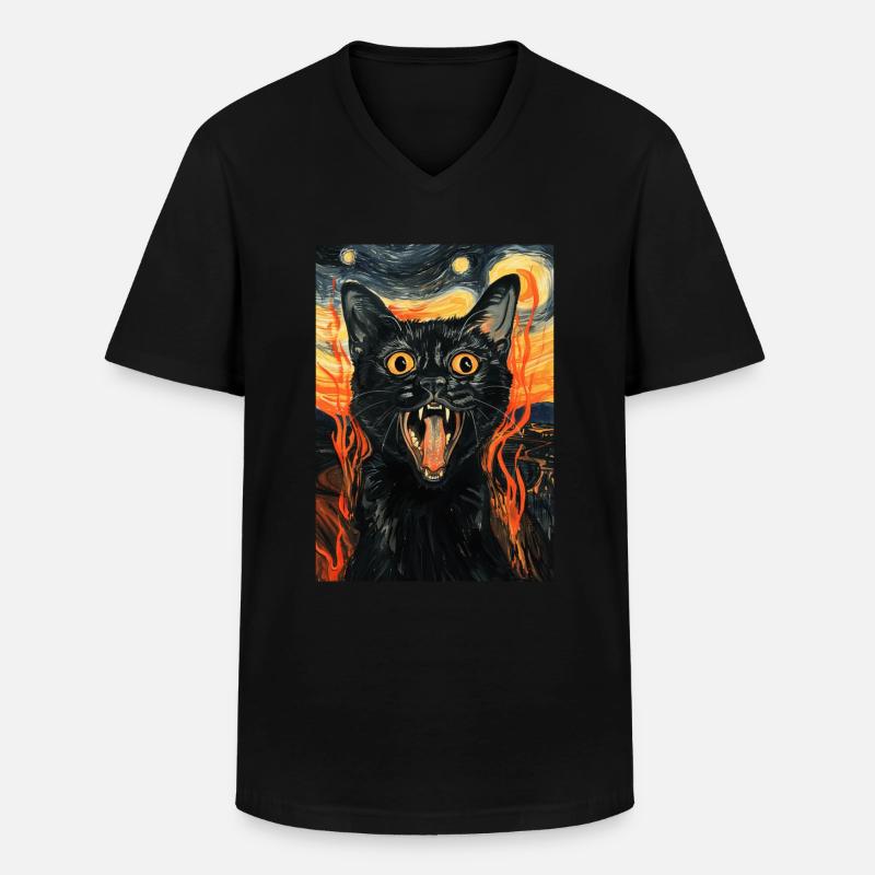 Katze - Männer-T-Shirt mit V-Ausschnitt - Schwarz