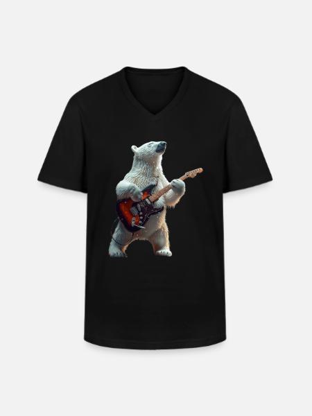 Isbjørn - Klassisk herre T-shirt med V-udskæring - sort
