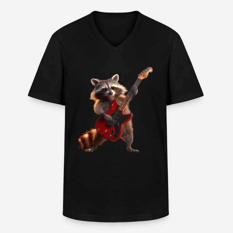 Waschbär - Männer-T-Shirt mit V-Ausschnitt - Schwarz