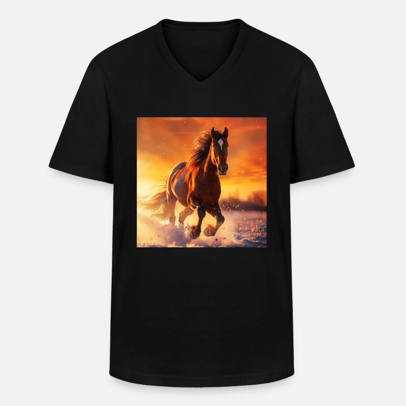 Pferd - Männer-T-Shirt mit V-Ausschnitt - Schwarz