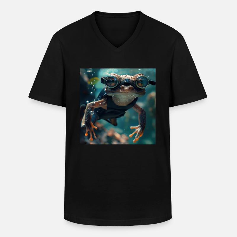 Frosch - Männer-T-Shirt mit V-Ausschnitt - Schwarz