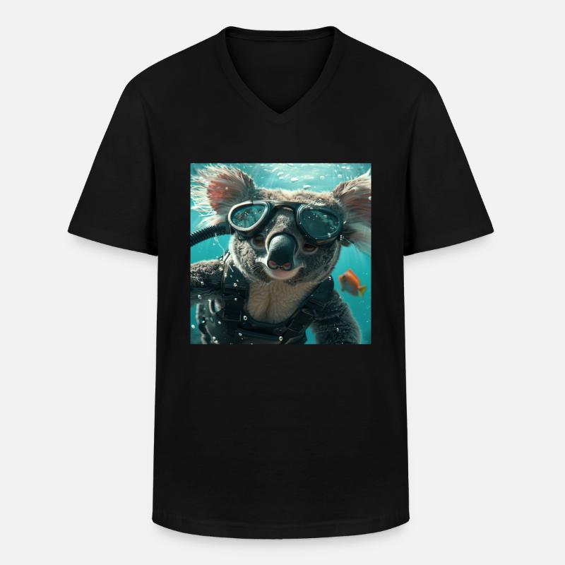 Koala - Männer-T-Shirt mit V-Ausschnitt - Schwarz