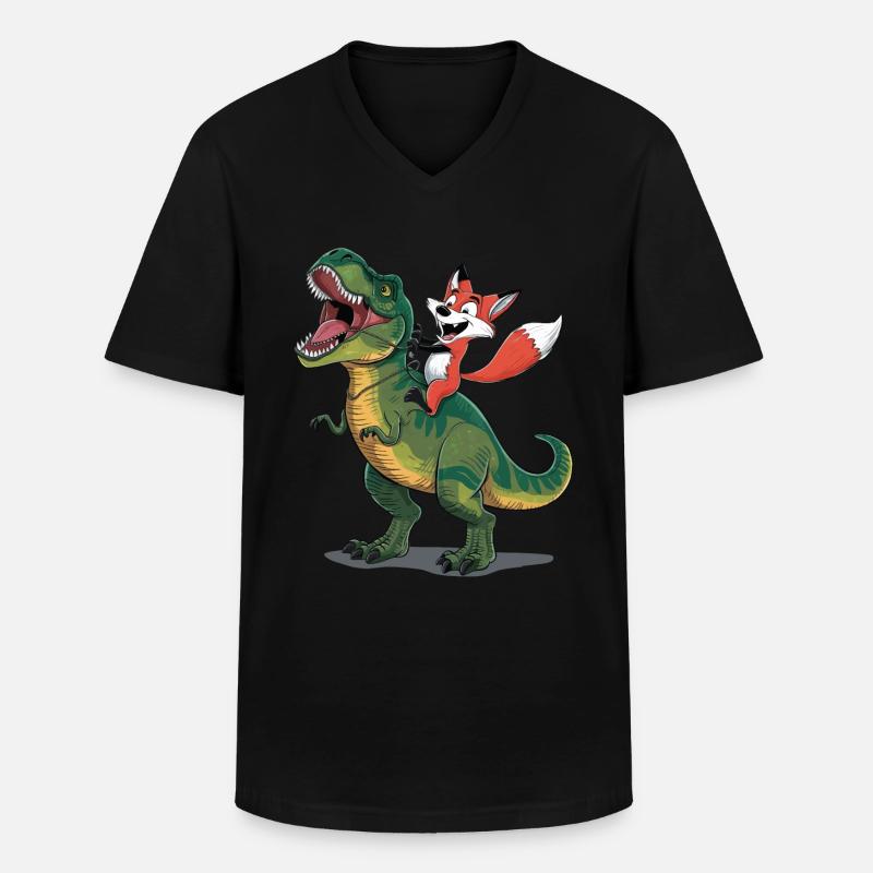 Fuchs - Männer-T-Shirt mit V-Ausschnitt - Schwarz