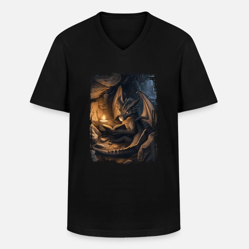 Drachen - Männer-T-Shirt mit V-Ausschnitt - Schwarz