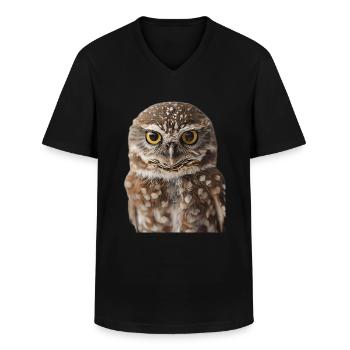 Owl - Men's V-Neck T-Shirt - black - Front - AI Model Male 178 dark (178cm)