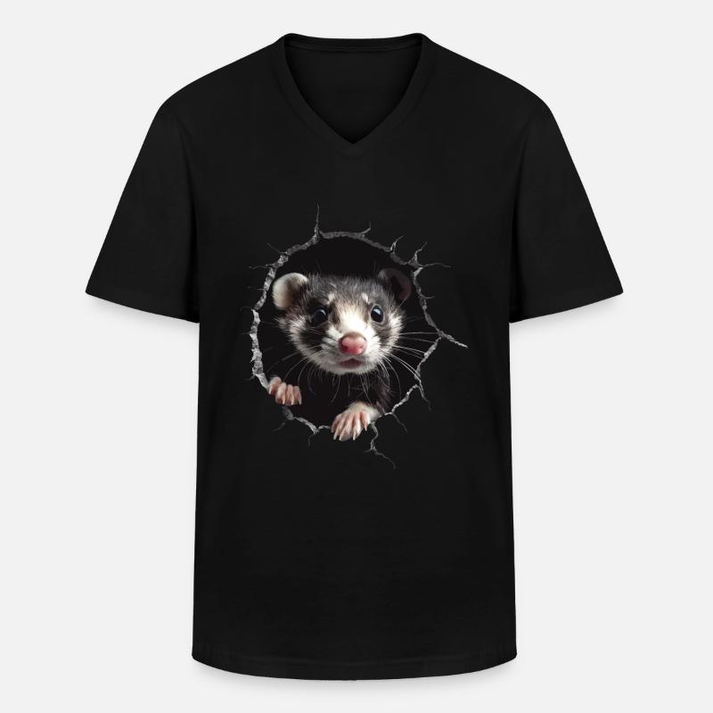 Frettchen - Männer-T-Shirt mit V-Ausschnitt - Schwarz