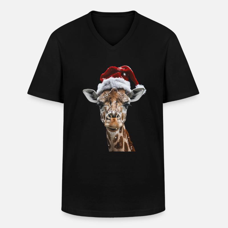Giraffe - Männer-T-Shirt mit V-Ausschnitt - Schwarz