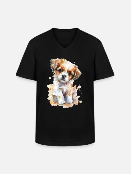 Chien - T-shirt col V Homme - noir
