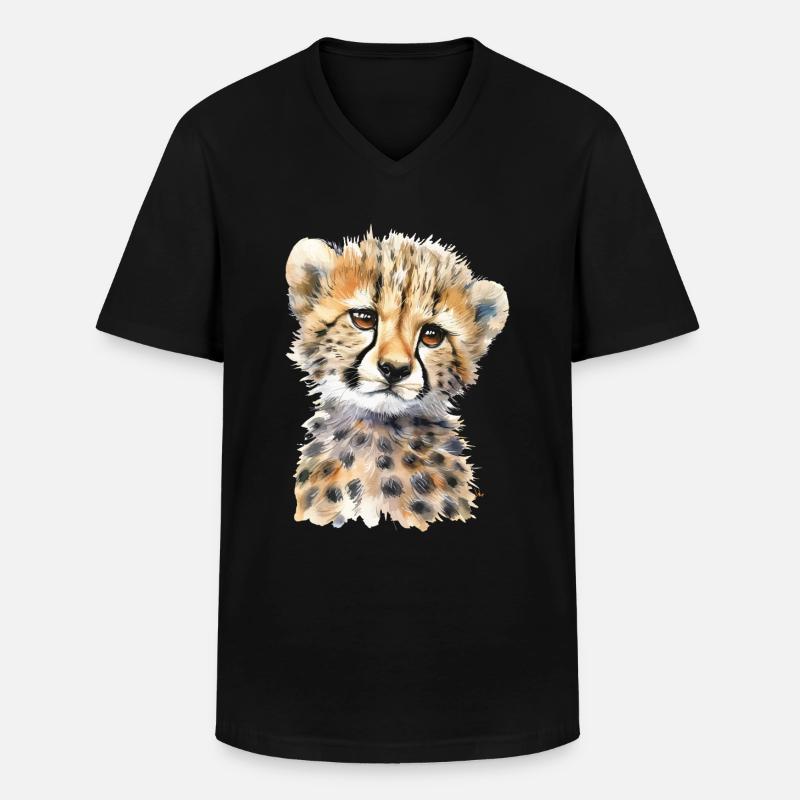 Gepard - Männer-T-Shirt mit V-Ausschnitt - Schwarz