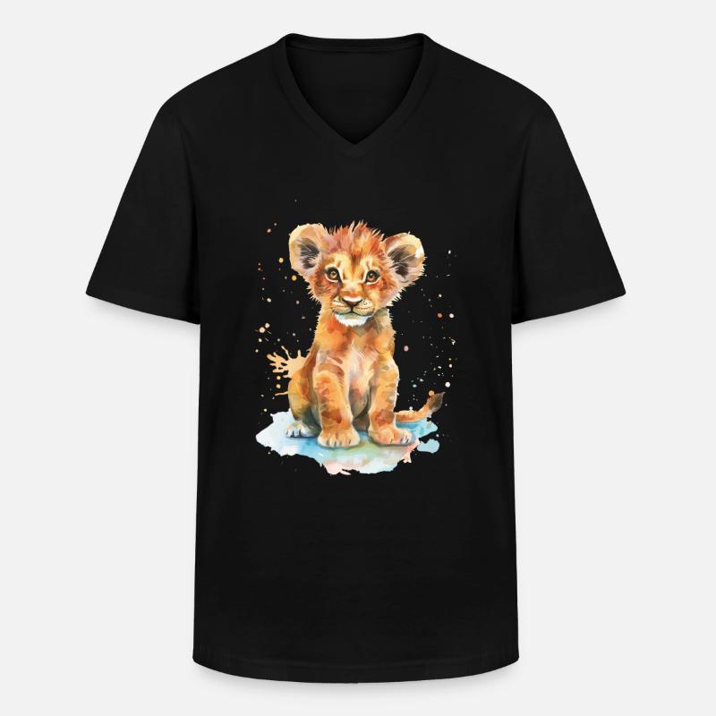 Löwe - Männer-T-Shirt mit V-Ausschnitt - Schwarz