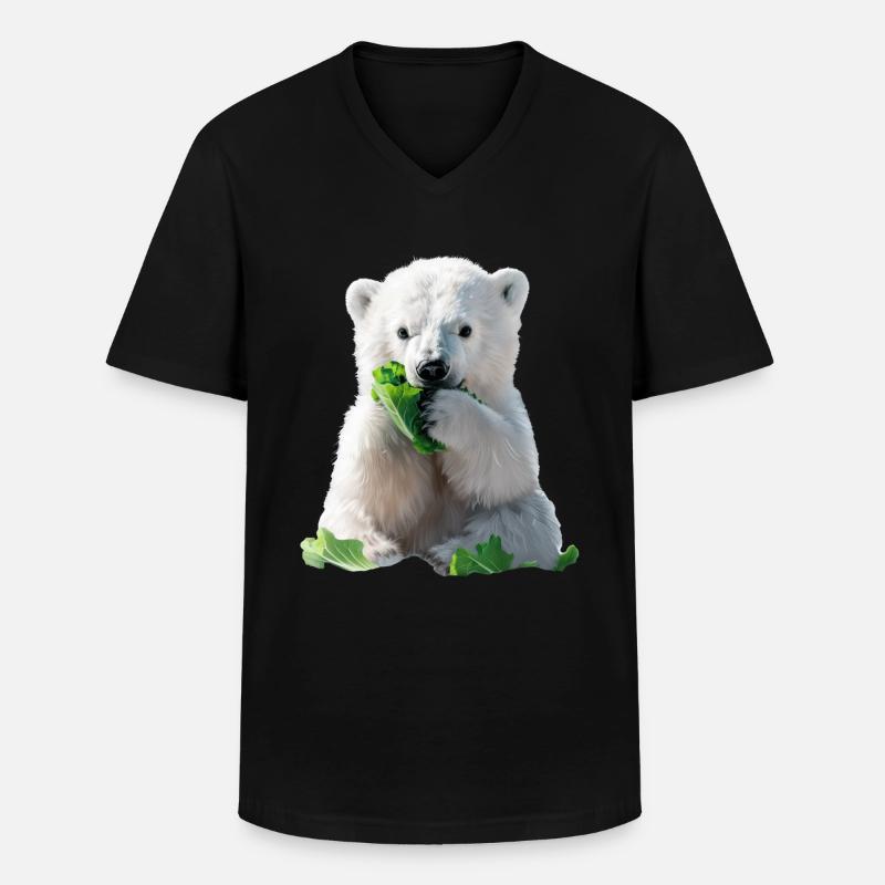 Eisbär - Männer-T-Shirt mit V-Ausschnitt - Schwarz