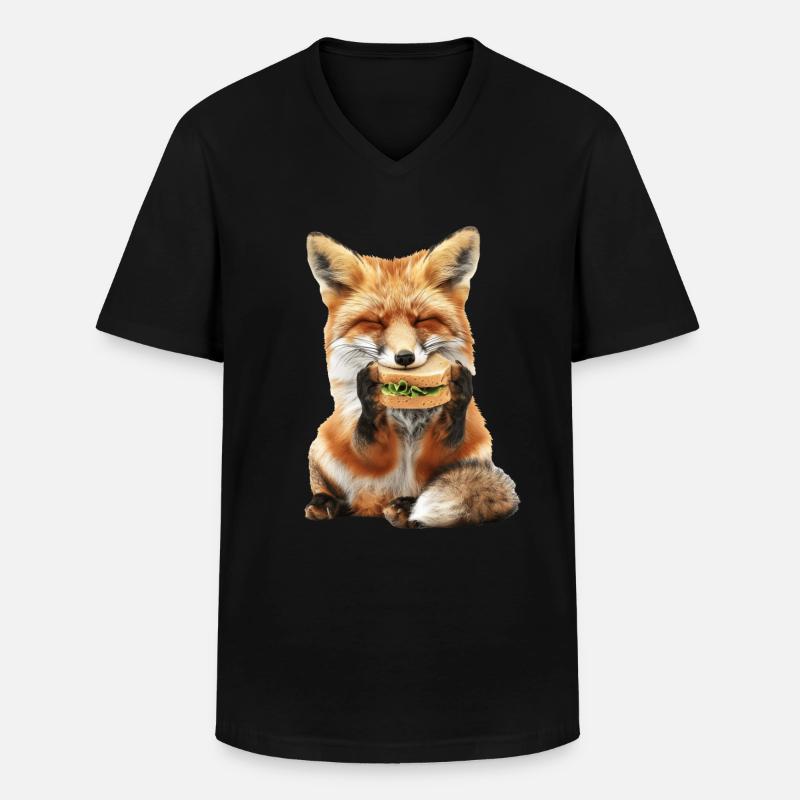 Fuchs - Männer-T-Shirt mit V-Ausschnitt - Schwarz