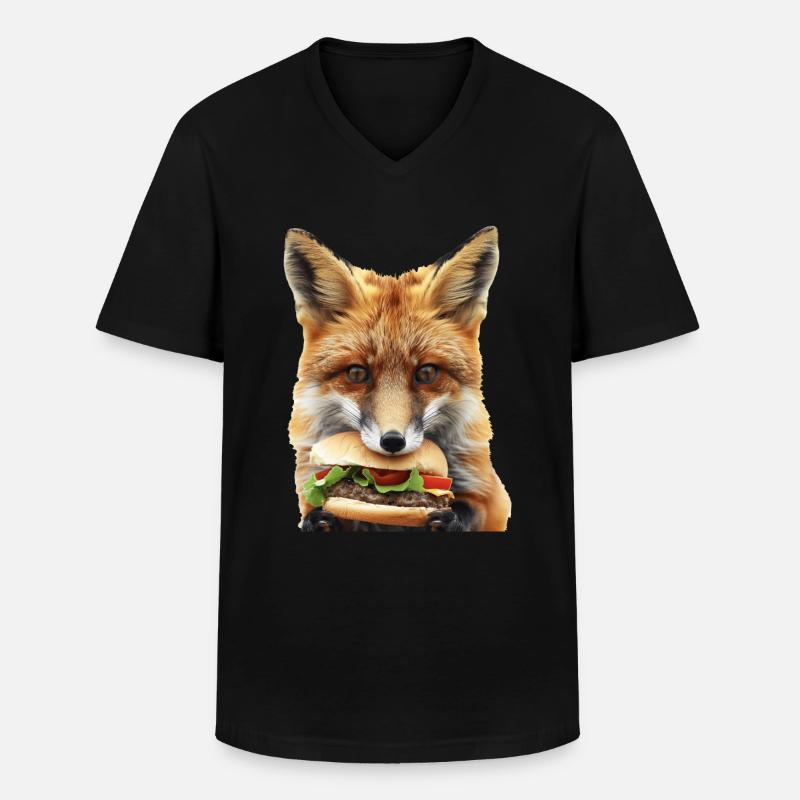 Fuchs - Männer-T-Shirt mit V-Ausschnitt - Schwarz