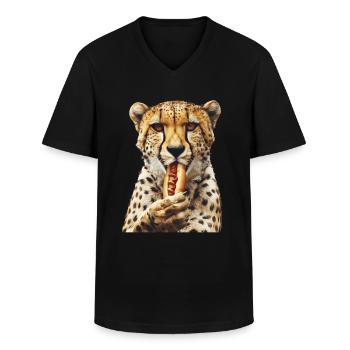 Gepard - Männer-T-Shirt mit V-Ausschnitt - Schwarz - Vorne - AI Model Male 178 dark (178cm)