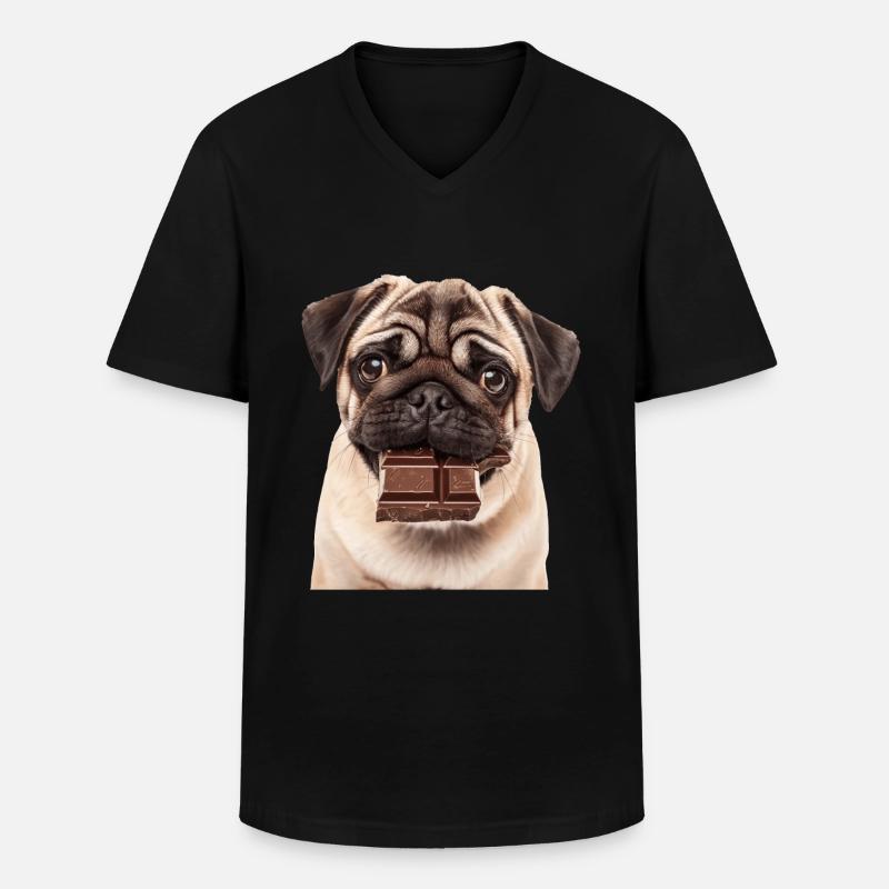 Mops - Männer-T-Shirt mit V-Ausschnitt - Schwarz