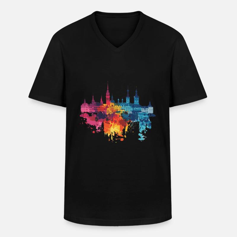 Lublin - Männer-T-Shirt mit V-Ausschnitt - Schwarz