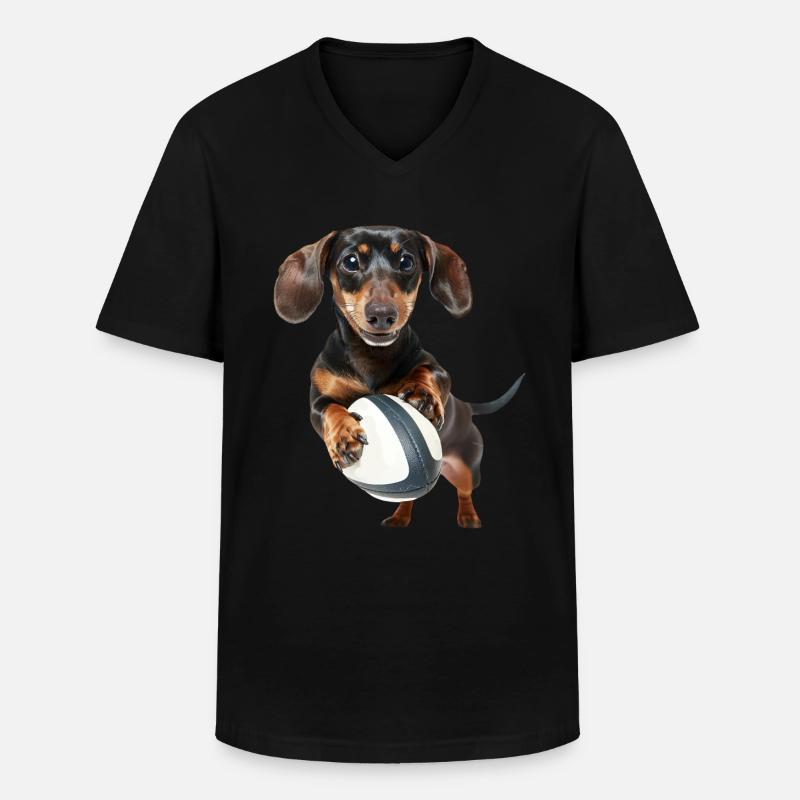 Dackel - Männer-T-Shirt mit V-Ausschnitt - Schwarz