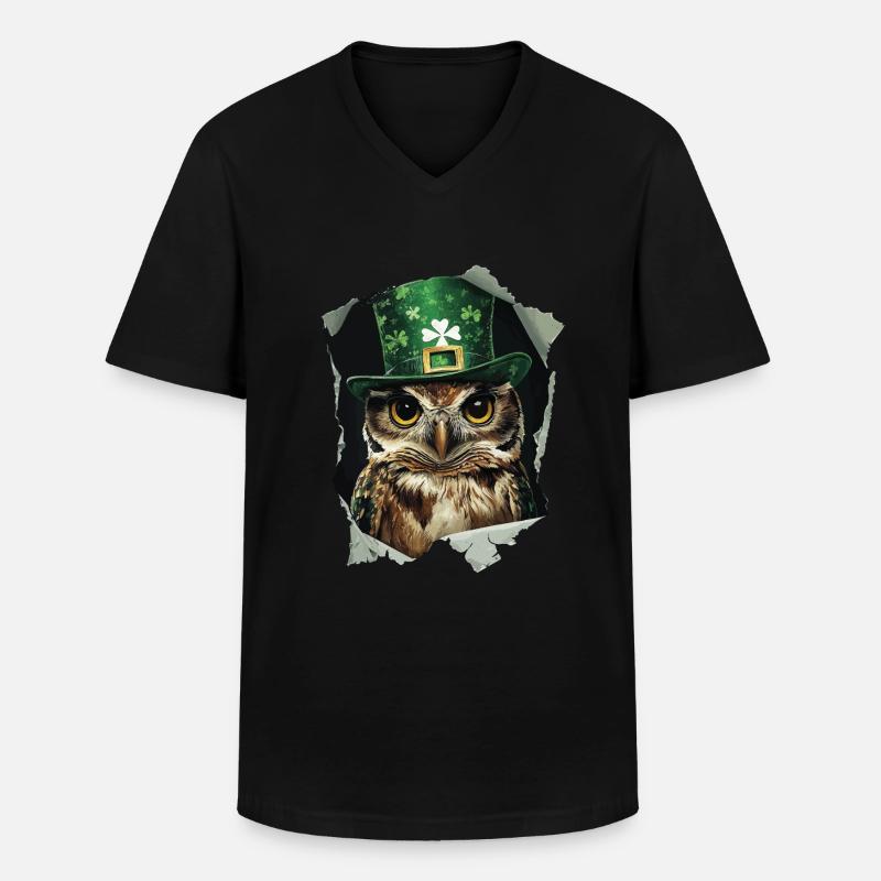 St. Patrick Eule - Männer-T-Shirt mit V-Ausschnitt - Schwarz