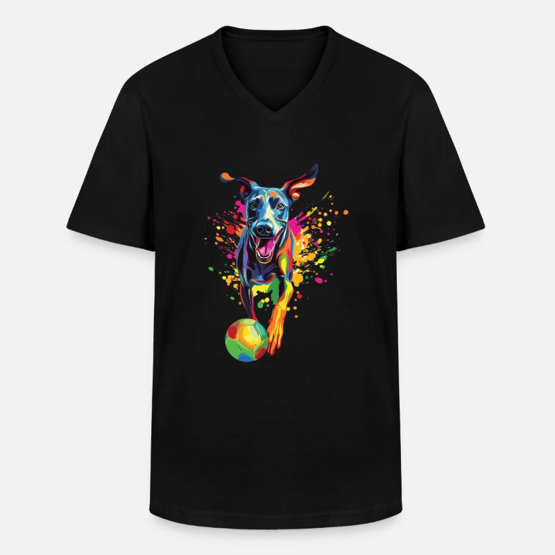 Windhund - Männer-T-Shirt mit V-Ausschnitt - Schwarz