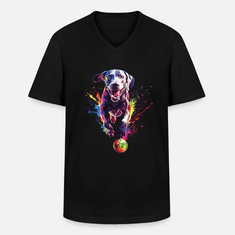 Weimaraner - Männer-T-Shirt mit V-Ausschnitt - Schwarz