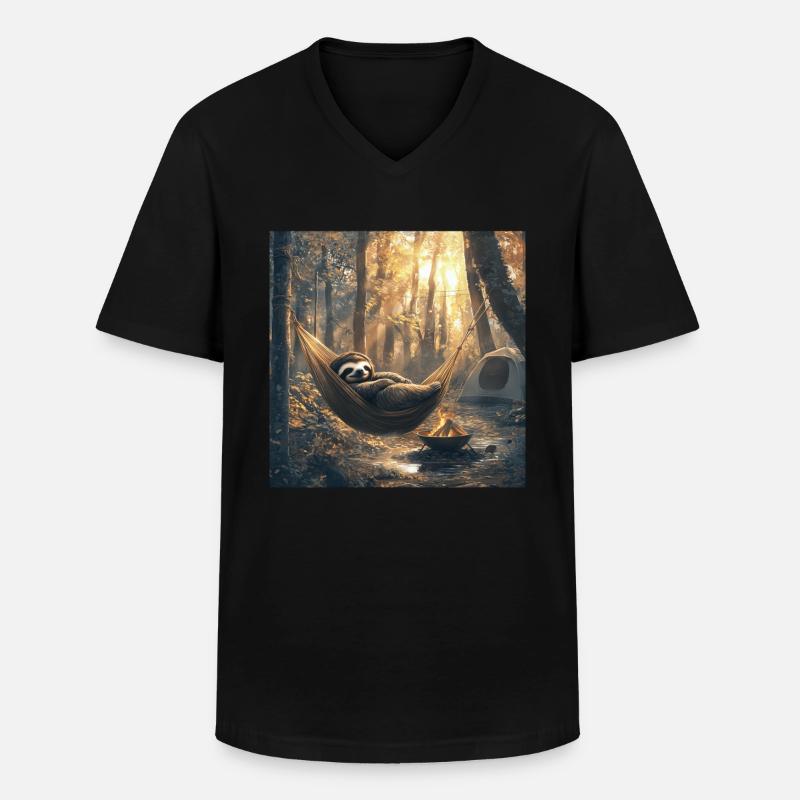 Faultier - Männer-T-Shirt mit V-Ausschnitt - Schwarz