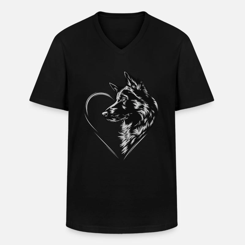 Deutscher Schäferhund - Männer-T-Shirt mit V-Ausschnitt - Schwarz
