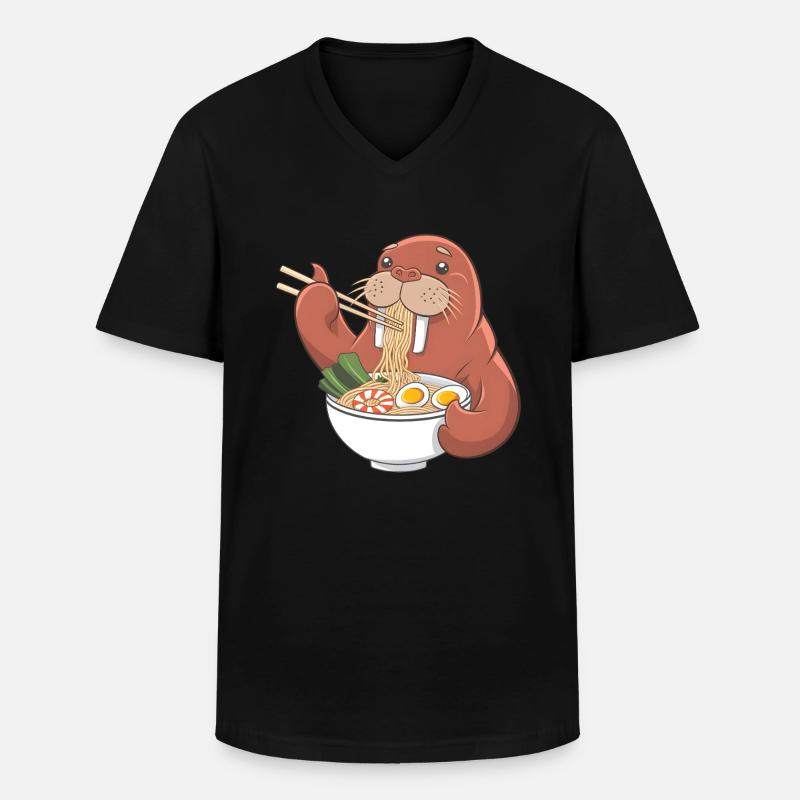 Walross - Männer-T-Shirt mit V-Ausschnitt - Schwarz