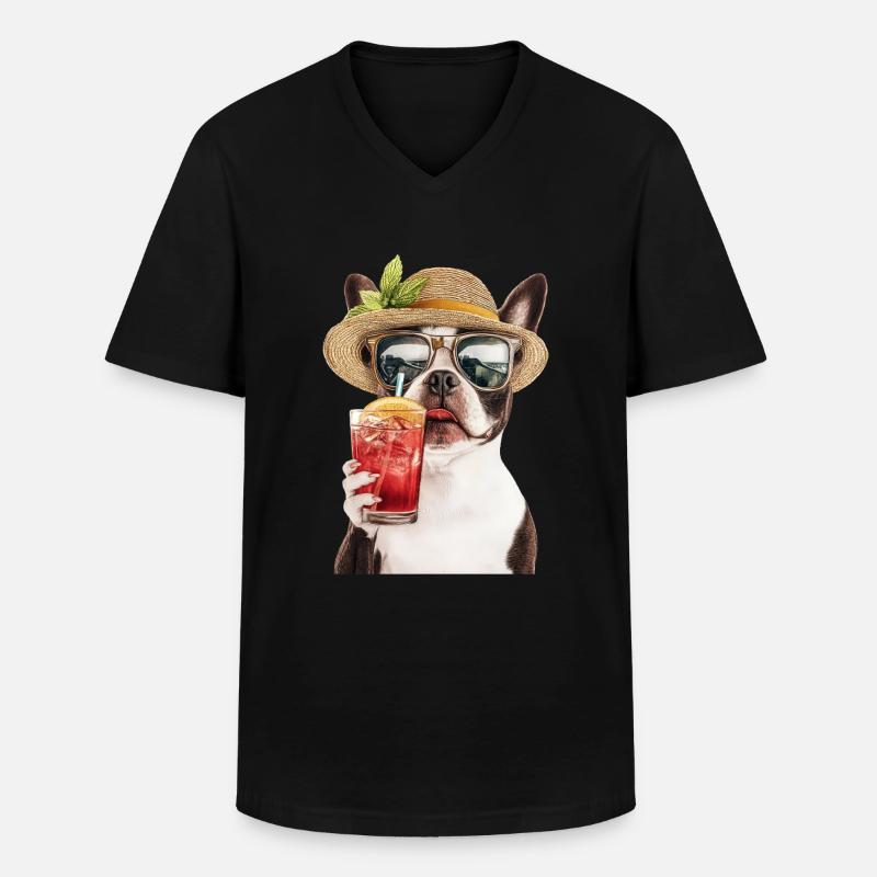 Boston Pitbull Terrier - Männer-T-Shirt mit V-Ausschnitt - Schwarz