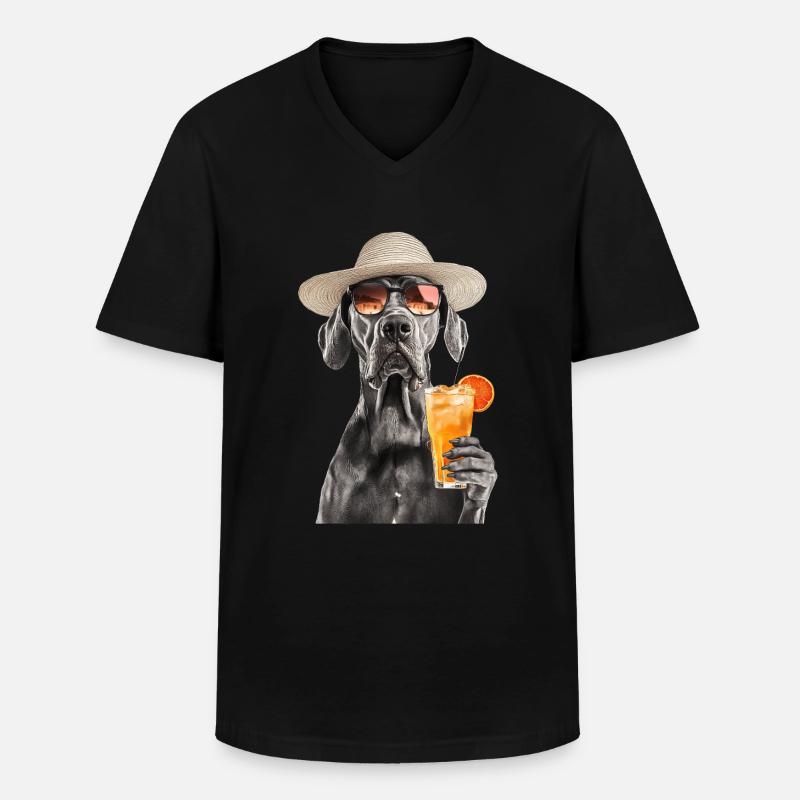 Deutsche Dogge - Männer-T-Shirt mit V-Ausschnitt - Schwarz