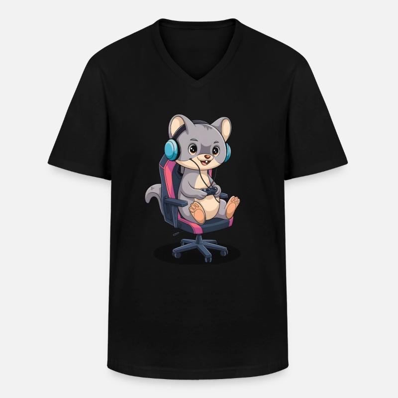 Wiesel - Männer-T-Shirt mit V-Ausschnitt - Schwarz