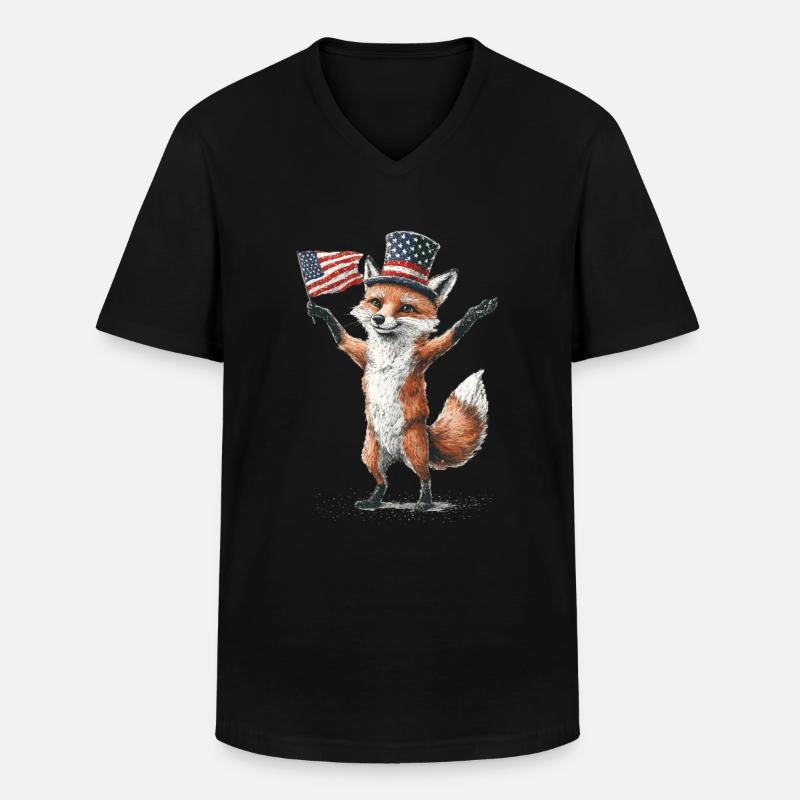 Fuchs - Männer-T-Shirt mit V-Ausschnitt - Schwarz