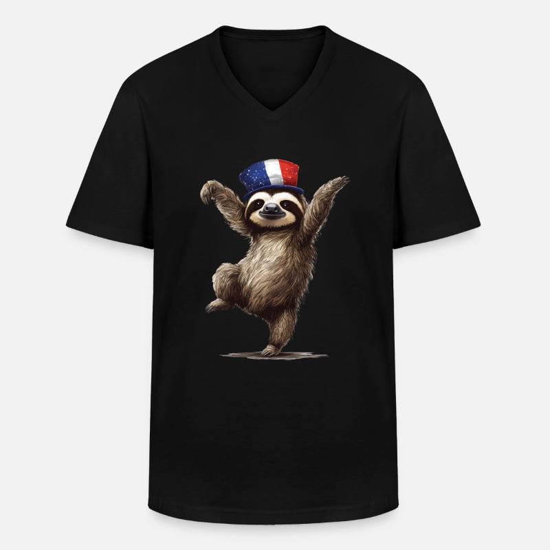 Faultier - Männer-T-Shirt mit V-Ausschnitt - Schwarz