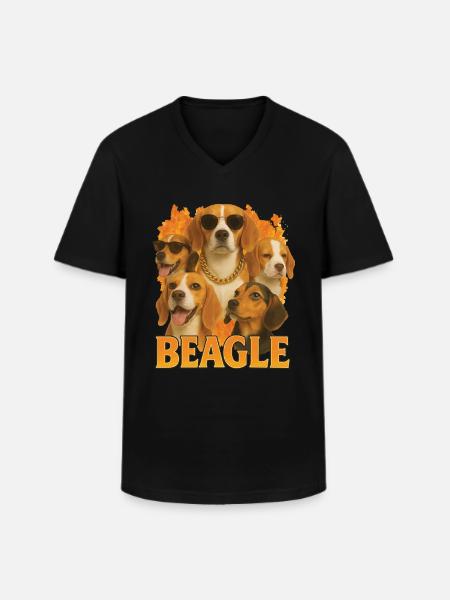 Beagle - Männer-T-Shirt mit V-Ausschnitt - Schwarz